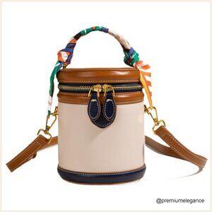 PU Leather Bucket Bag with Adjustable Strap, Zippered Compartment, Small Size